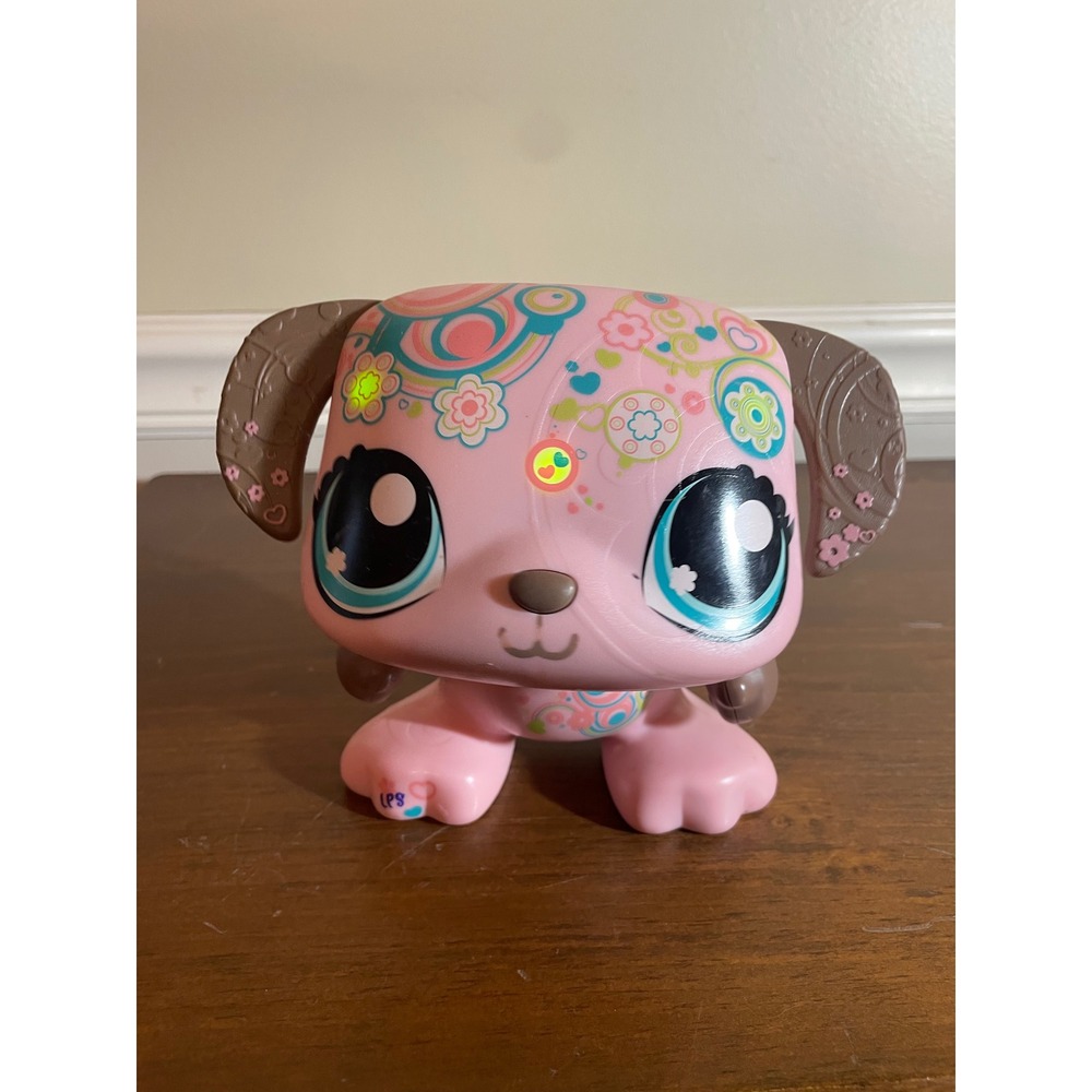 Littlest Pet Shop Deco Pet Pink Dog Large Figure Floral Swirl LPS Hasbro Toy - Picture 11 of 15
